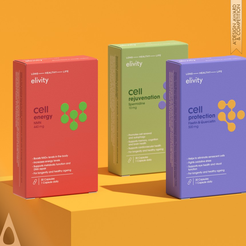 Bronze Packaging Design Award Winner 2025 Elivity Supplement Packaging 