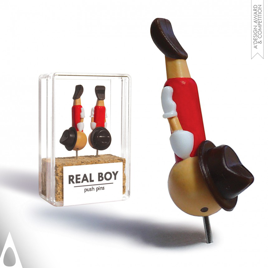 Platinum Art and Stationery Supplies Design Award Winner 2013 Real Boy Push Pins / Thumb Tacks 
