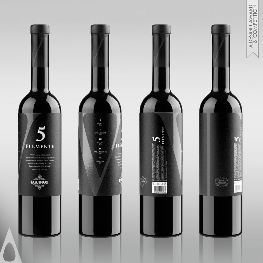 Platinum Packaging Design Award Winner 2013 5 Elemente Wine Label 