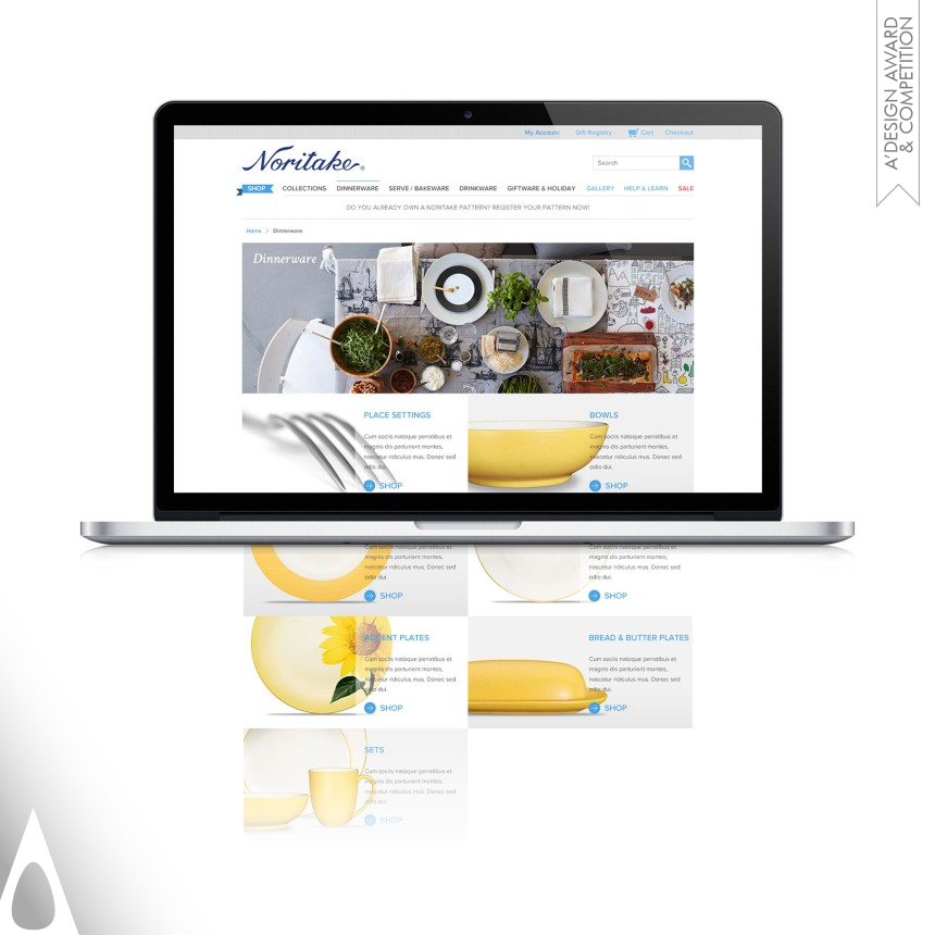 Bronze Website and Web Design Award Winner 2014 Noritake E-Cormmerce Website 