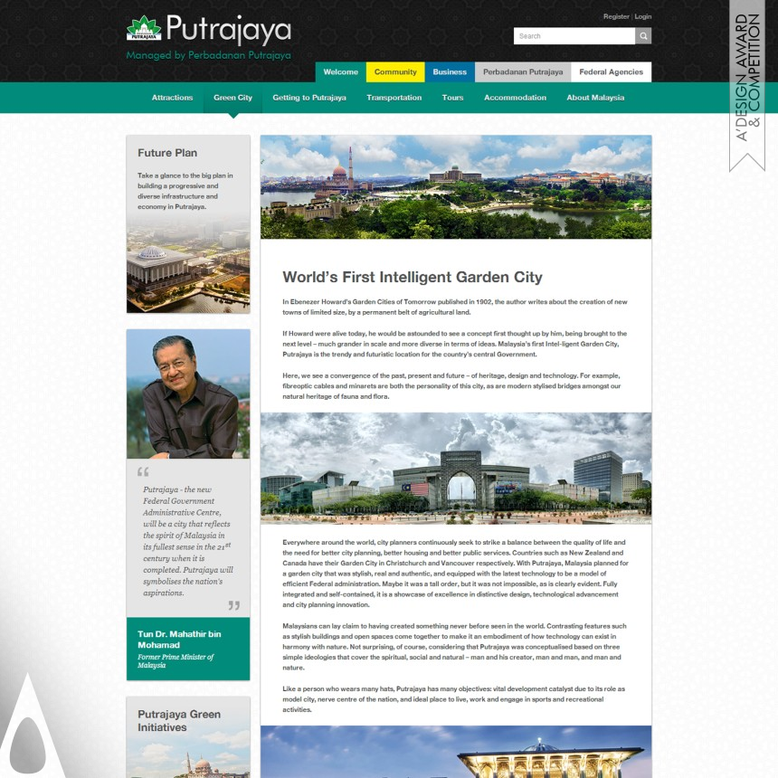 Bronze Website and Web Design Award Winner 2014 Perbadana Putrajaya Portal Website 