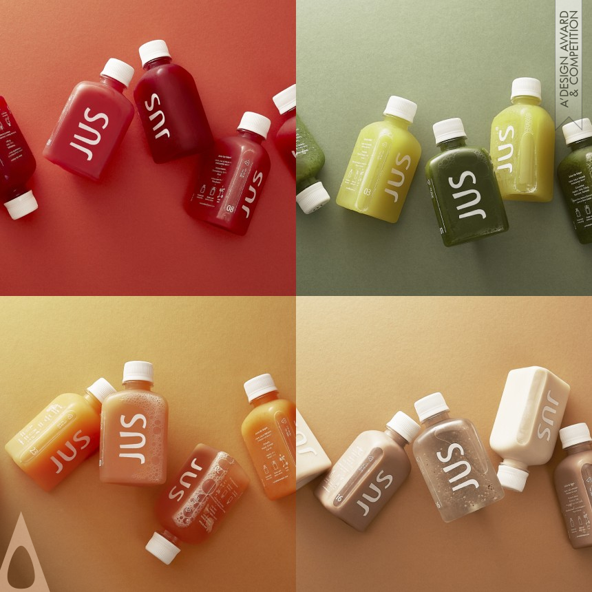 Golden Packaging Design Award Winner 2018 JUS Cold Pressed Juicery Drink Branding and Packaging 
