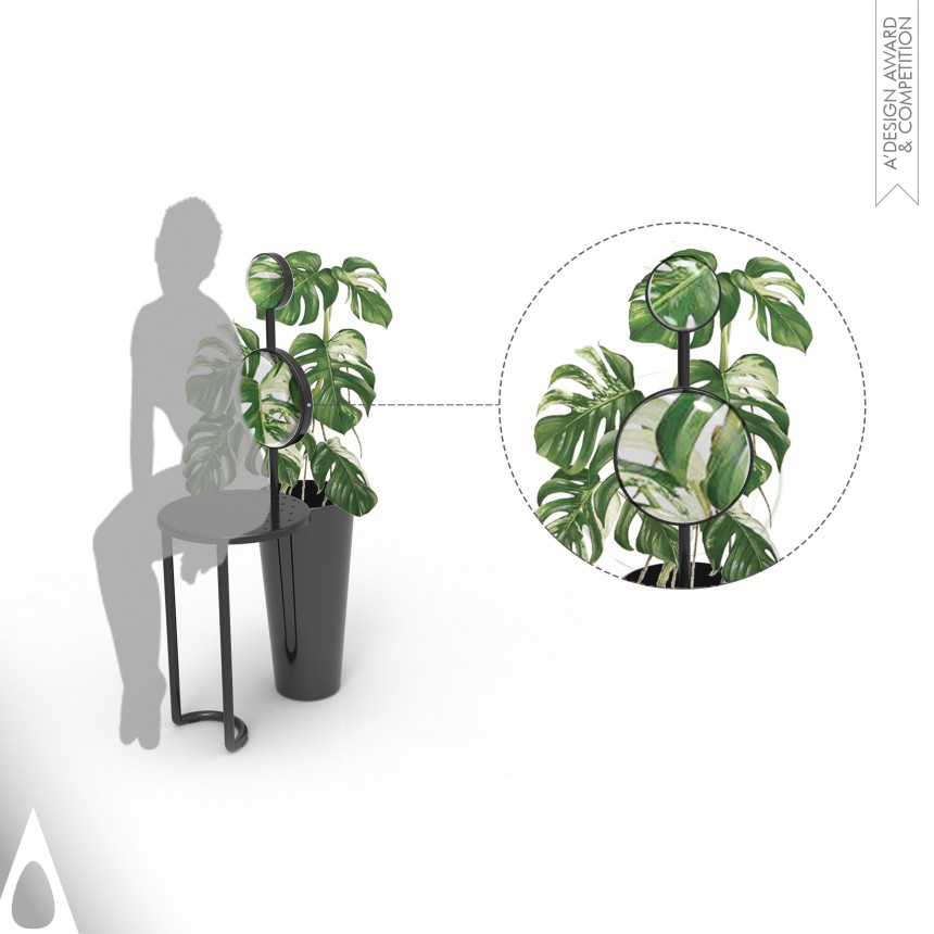 Bronze Furniture Design Award Winner 2018 Mirror Chair Chair with magnifying glass and planter 