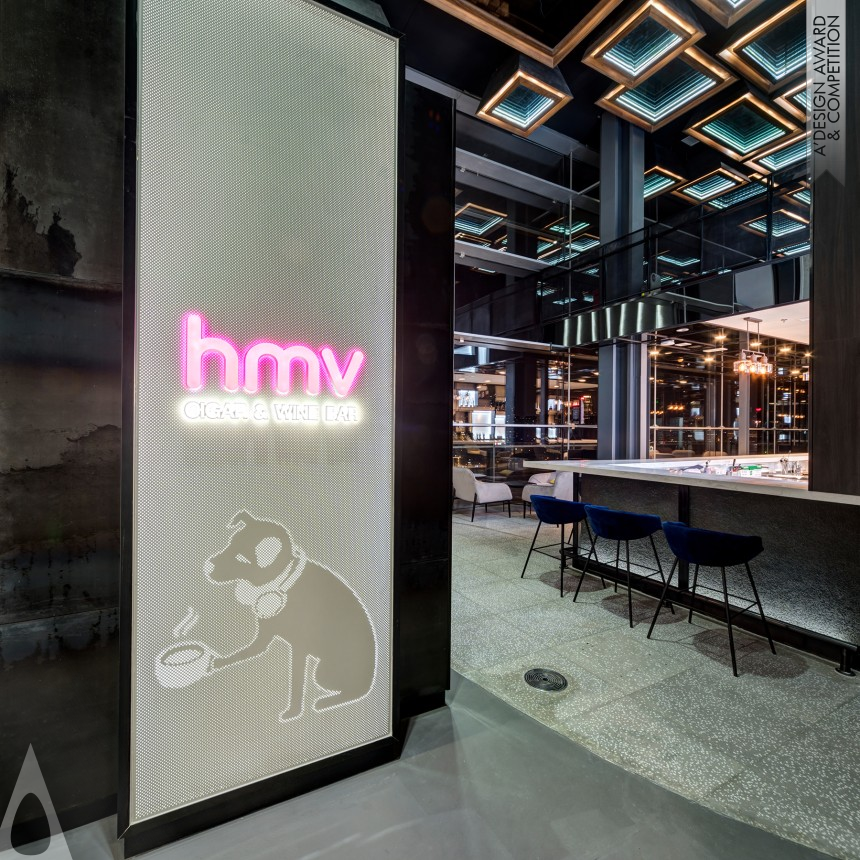 Silver Interior Space and Exhibition Design Award Winner 2019 HMV Cigar and Wine Bar Restaurant 