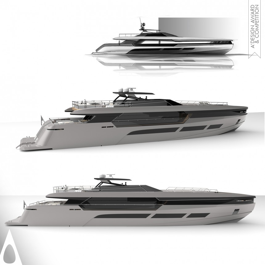 Bronze Yacht and Marine Vessels Design Award Winner 2019 Sapphire 43m Fast Planing Hybrid Motor Yacht 