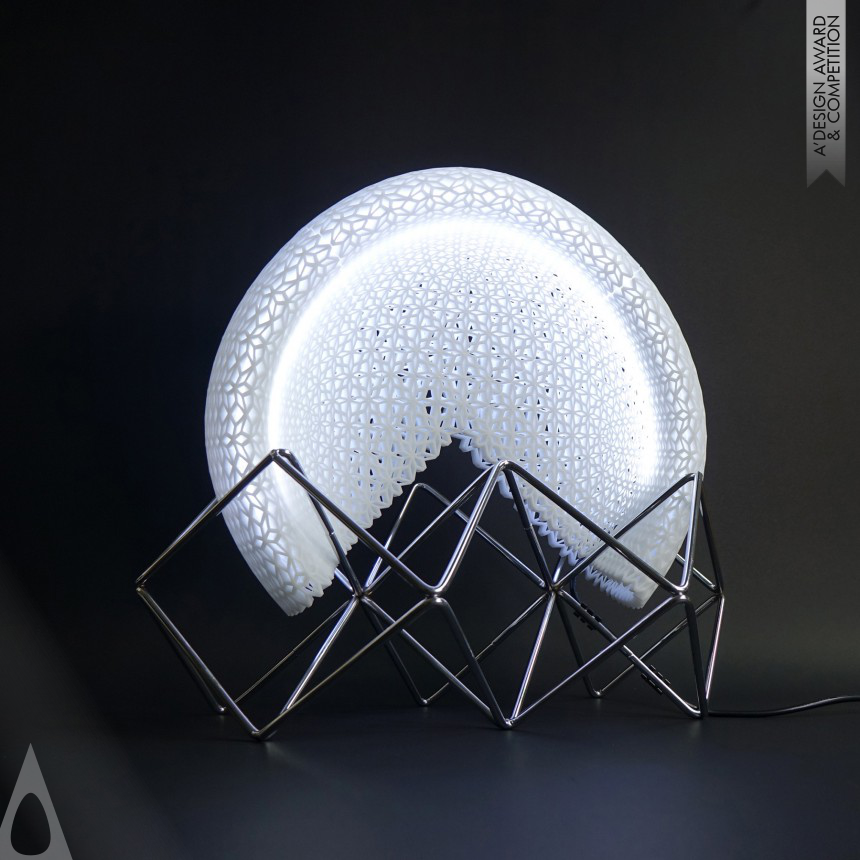 Silver 3D Printed Forms and Products Design Award Winner 2020 Moon Table Light 
