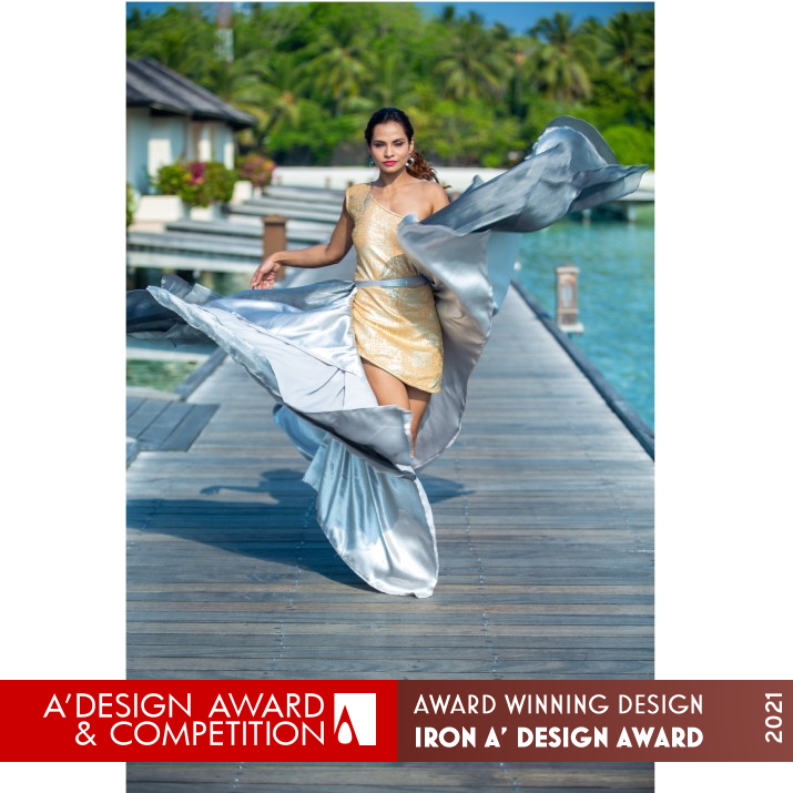 Metallic Dual Dress with Wrap On by Shilpa Sharma Iron Fashion, Apparel and Garment Design Award Winner 2021 