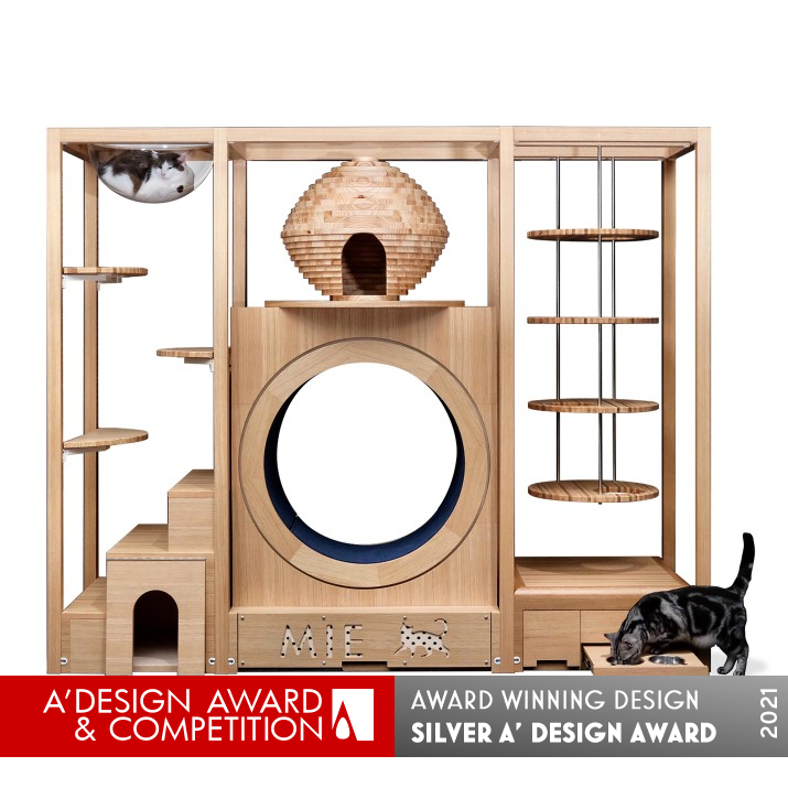 Neko Goten Cat Tower by Hitomi Otake Silver Pet Care, Toys, Supplies and Products for Animals Design Award Winner 2021 