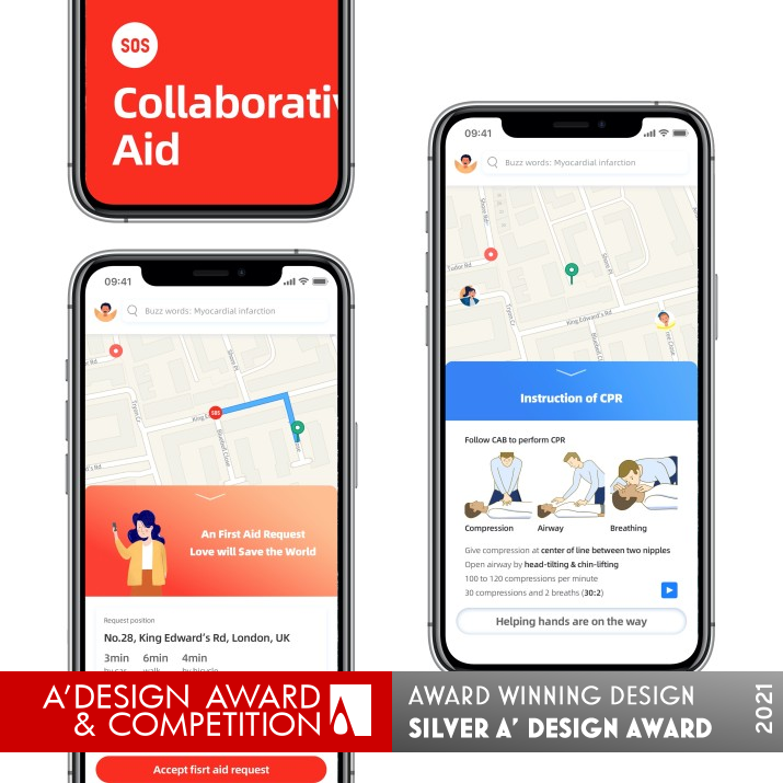 Collaborative Aid Mobile Application by Pengfei Wang Silver Interface, Interaction and User Experience Design Award Winner 2021 