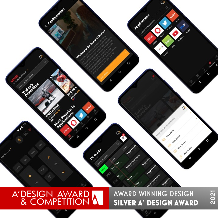 Smart Center TV Application by Vestel UX and UI Design Group Silver Interface, Interaction and User Experience Design Award Winner 2021 