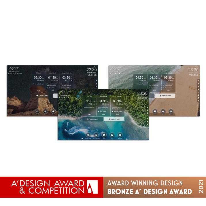 Huddle Meeting Room Display Interface by Vestel UX and UI Design Group Bronze Interface, Interaction and User Experience Design Award Winner 2021 