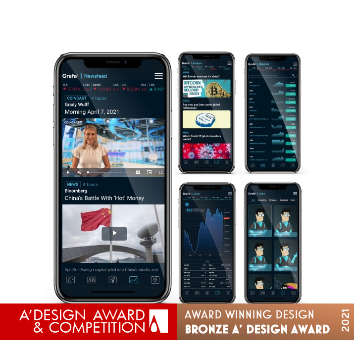 Grafa Finance Information App by Heidi Cuthbert Bronze Mobile Technologies, Applications and Software Design Award Winner 2021 