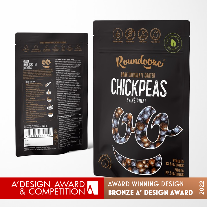 Roundooze Chickpea Snack Packaging by Salvita Bingelyte Bronze Packaging Design Award Winner 2022 