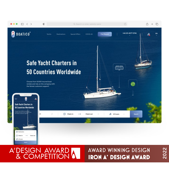 Boatico Website by Alice Kalnitska Iron Website and Web Design Award Winner 2022 
