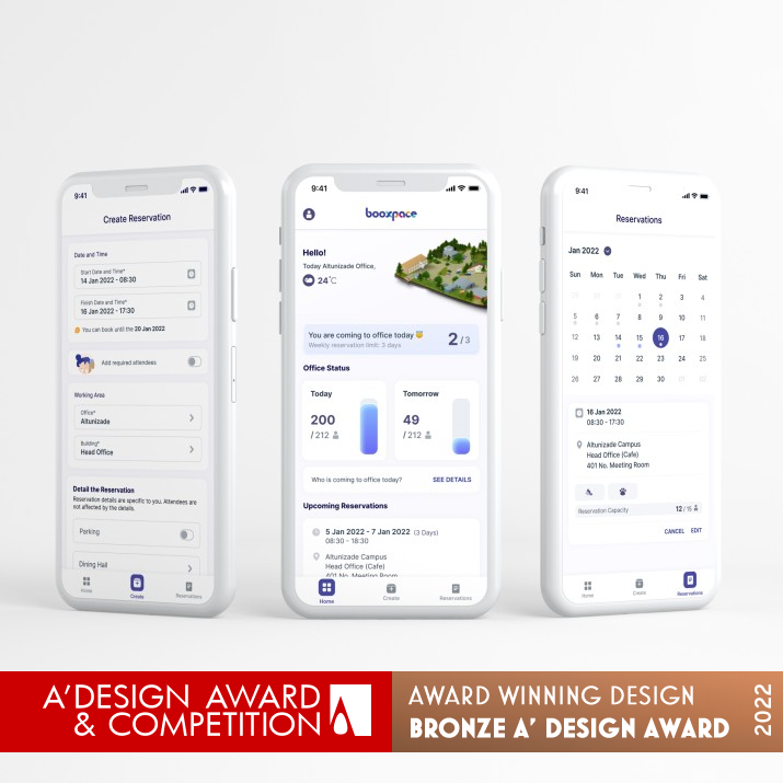 Booxpace Mobile Application by Ezgi Gok and Ismail Malcok Bronze Mobile Technologies, Applications and Software Design Award Winner 2022 