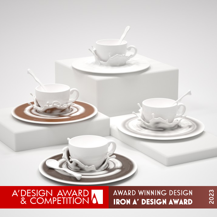 Splashy Cup and Saucer Sets by Jessica Zhengjia Hu Iron Bakeware, Tableware, Drinkware and Cookware Design Award Winner 2023 