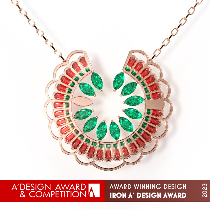 Lotus Date Recorder Pendant by Mana Khaloo Iron Jewelry Design Award Winner 2023 