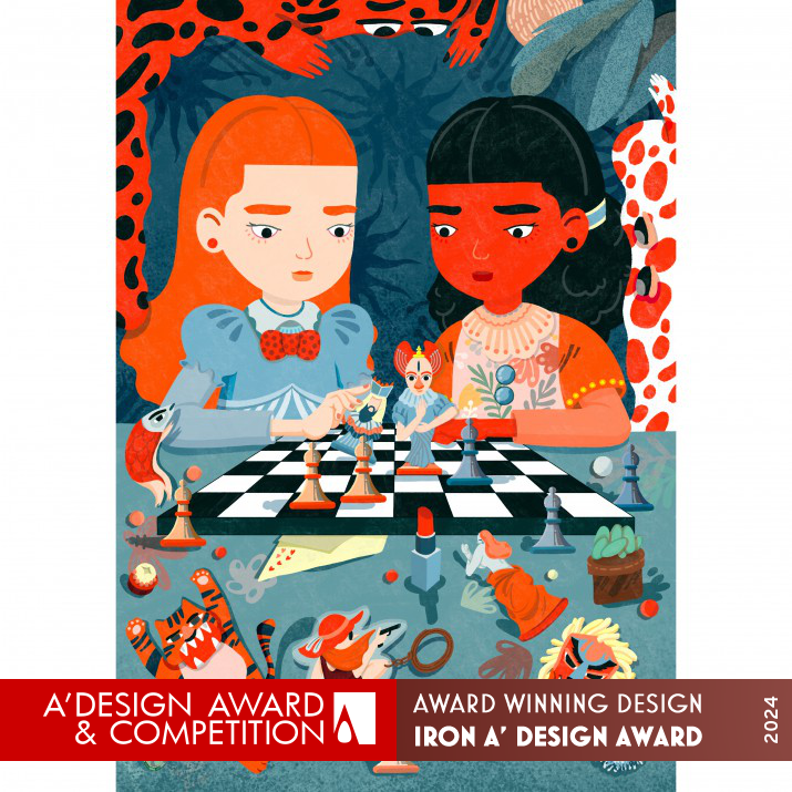 Girls with Chess Editorial Illustration by Mengyao Guo Iron Graphics, Illustration and Visual Communication Design Award Winner 2024 