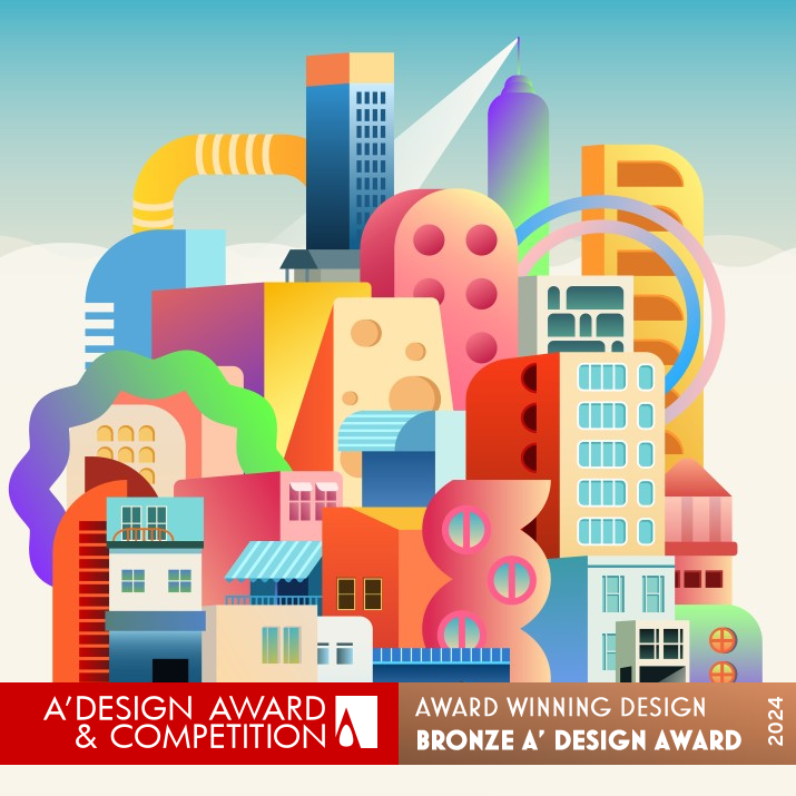 Fantasy City Decorative Illustration by Xianglin Mu Bronze Graphics, Illustration and Visual Communication Design Award Winner 2024 