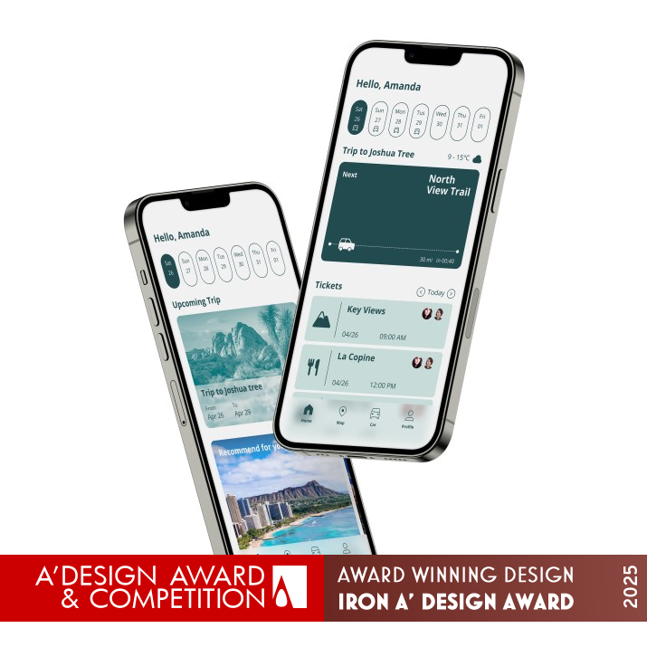 Navi Road Trip App Interface by Ziqi Liu Iron Interface, Interaction and User Experience Design Award Winner 2025 