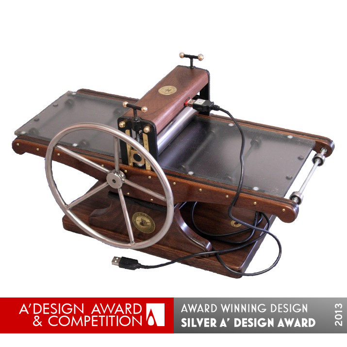 Halfwood Printing press by Bill Ritchie Silver Art and Stationery Supplies Design Award Winner 2013 