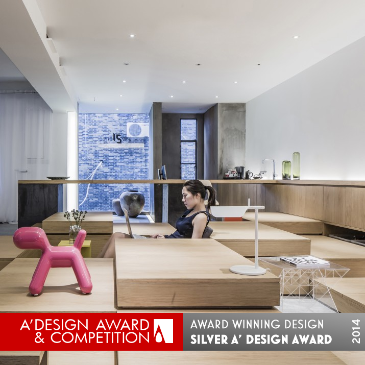 Wooden boxes Multifunctional Office by Shen Qiang Silver Interior Space and Exhibition Design Award Winner 2014 