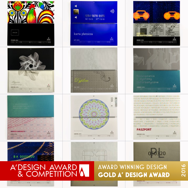 PWPW 2016 calendar 12 Pages Wall Calendar by Izabela Jurczyk & Małgorzata Boszulak Golden Graphics, Illustration and Visual Communication Design Award Winner 2016 