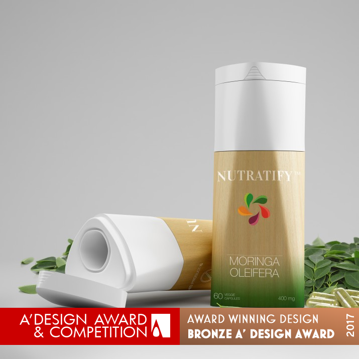 Nutratify Capsules container by Max Bessone Bronze Packaging Design Award Winner 2017 