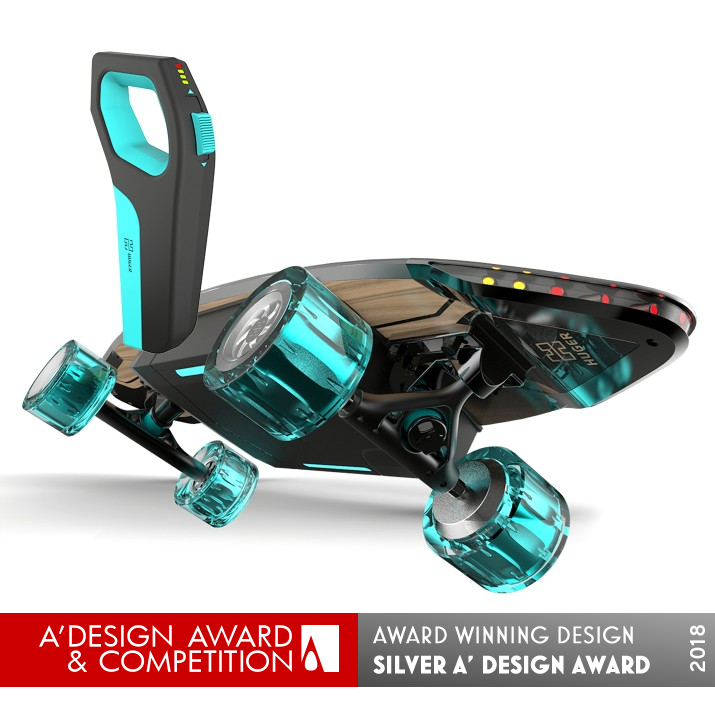 Huger Board Electronic  skateboard by Valentino Chow Silver Sporting Goods, Fitness and Recreation Equipment Design Award Winner 2018 