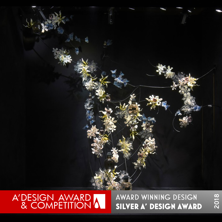 Bloom at Night Visual Merchandising by L'Atelier Five Silver 3D Printed Forms and Products Design Award Winner 2018 