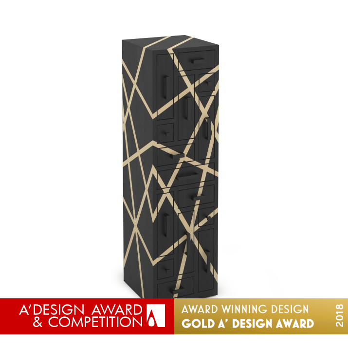 Black Labyrinth Chest of drawers by Eckhard Beger Golden Fine Arts and Art Installation Design Award Winner 2018 