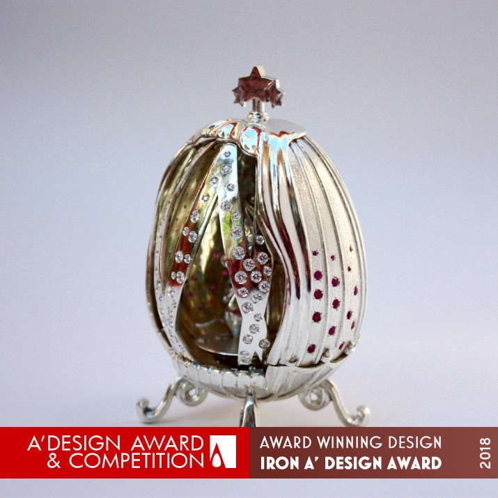 The Movie Theatre Fine Jeweled Egg by Larisa Zolotova Iron Limited Edition and Custom Design Award Winner 2018 