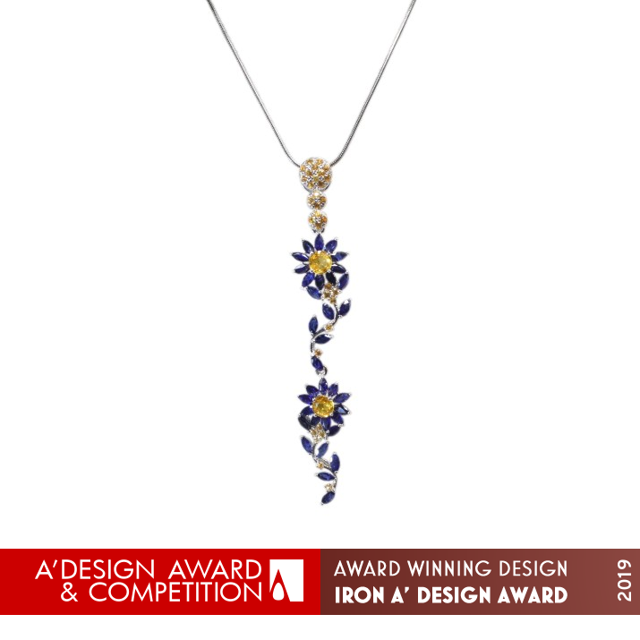 Blue Daisy Multifunctional Pendant  by Teong Yan Ni Iron Jewelry Design Award Winner 2019 