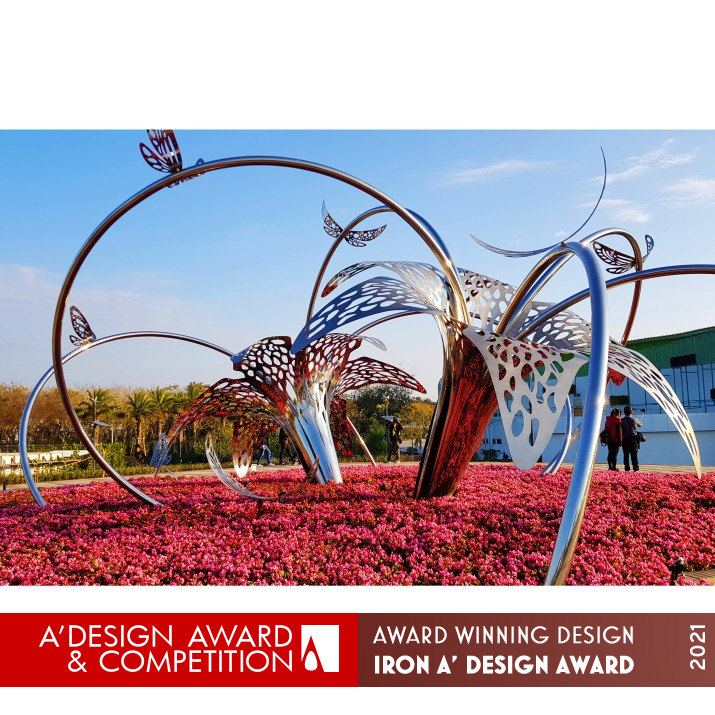 Flowers And Butterflies Are Dancing Public Art by Kuo Hsiang Kuo Iron Fine Arts and Art Installation Design Award Winner 2021 