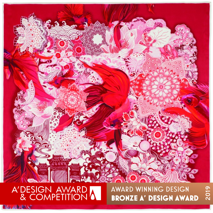 Swim Digital Print Scarf by Yiyikwok - Yiyiguo China Silk Corporation Bronze Textile, Fabric, Textures, Patterns and Cloth Design Award Winner 2019 