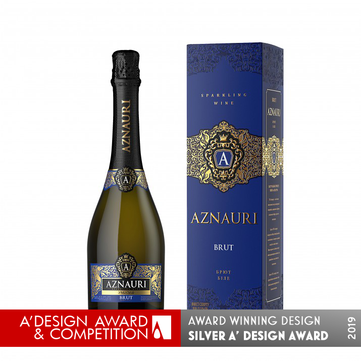Aznauri Sparkling Wine and Gift Box Label and Gift Box by Valerii Sumilov Silver Packaging Design Award Winner 2019 