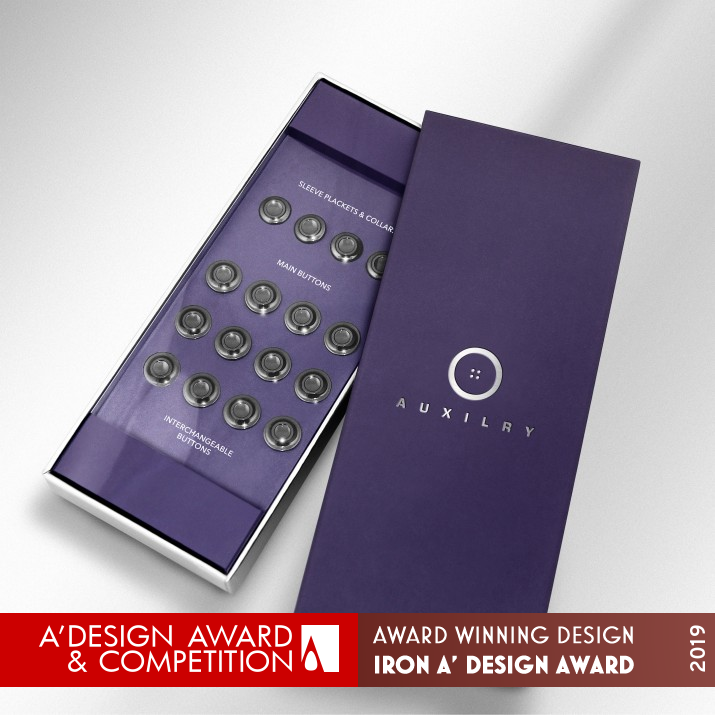 Auxilry No-Sew Interchangeable Buttons Interchangeable Button System by Anibal Marin Iron Idea and Conceptual Design Award Winner 2019 
