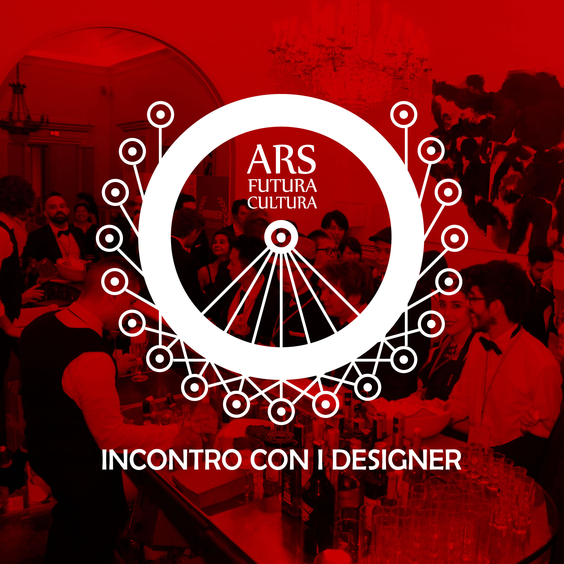 Logo Ars Futura Cultura su sfondo rosso