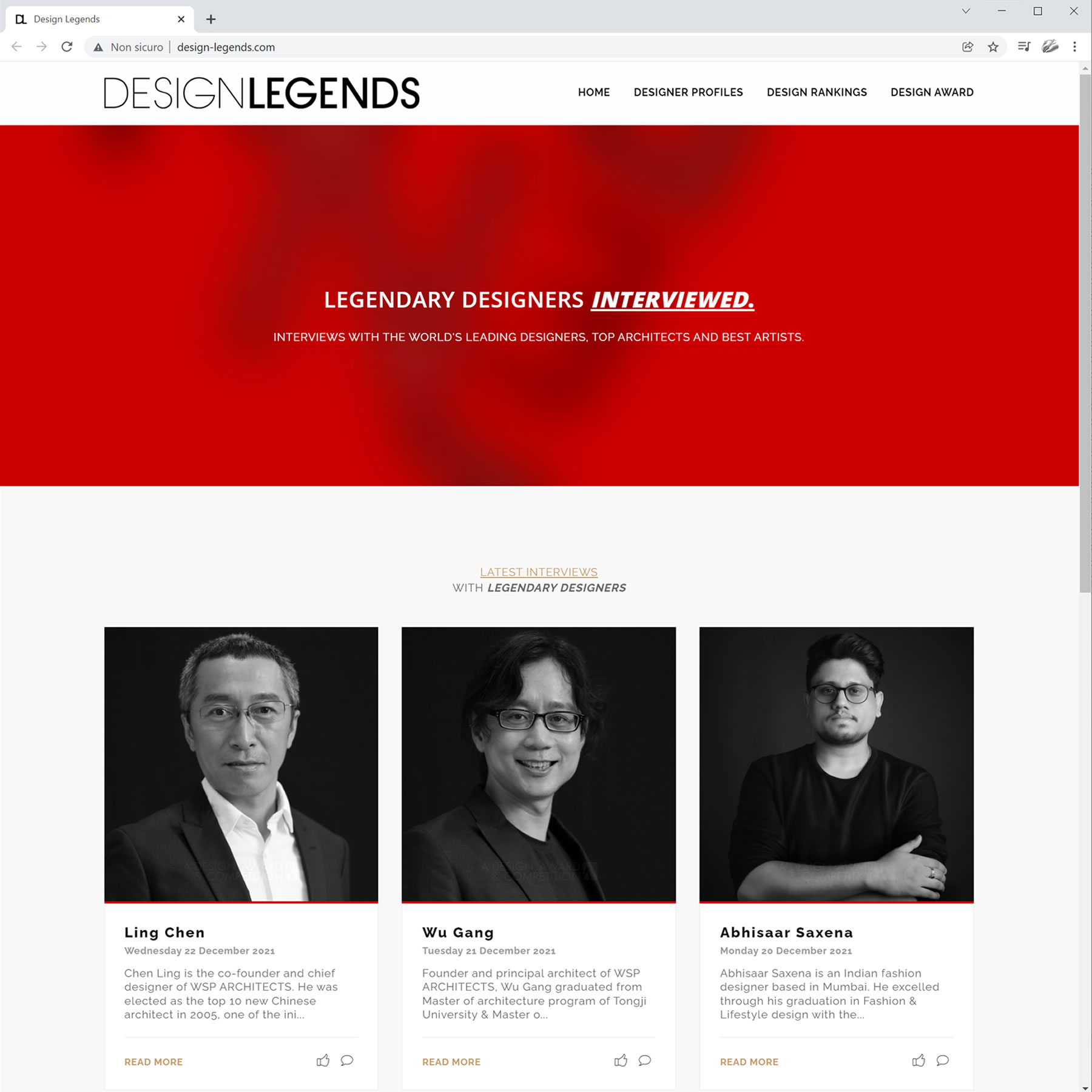 Sito web di Design Legends