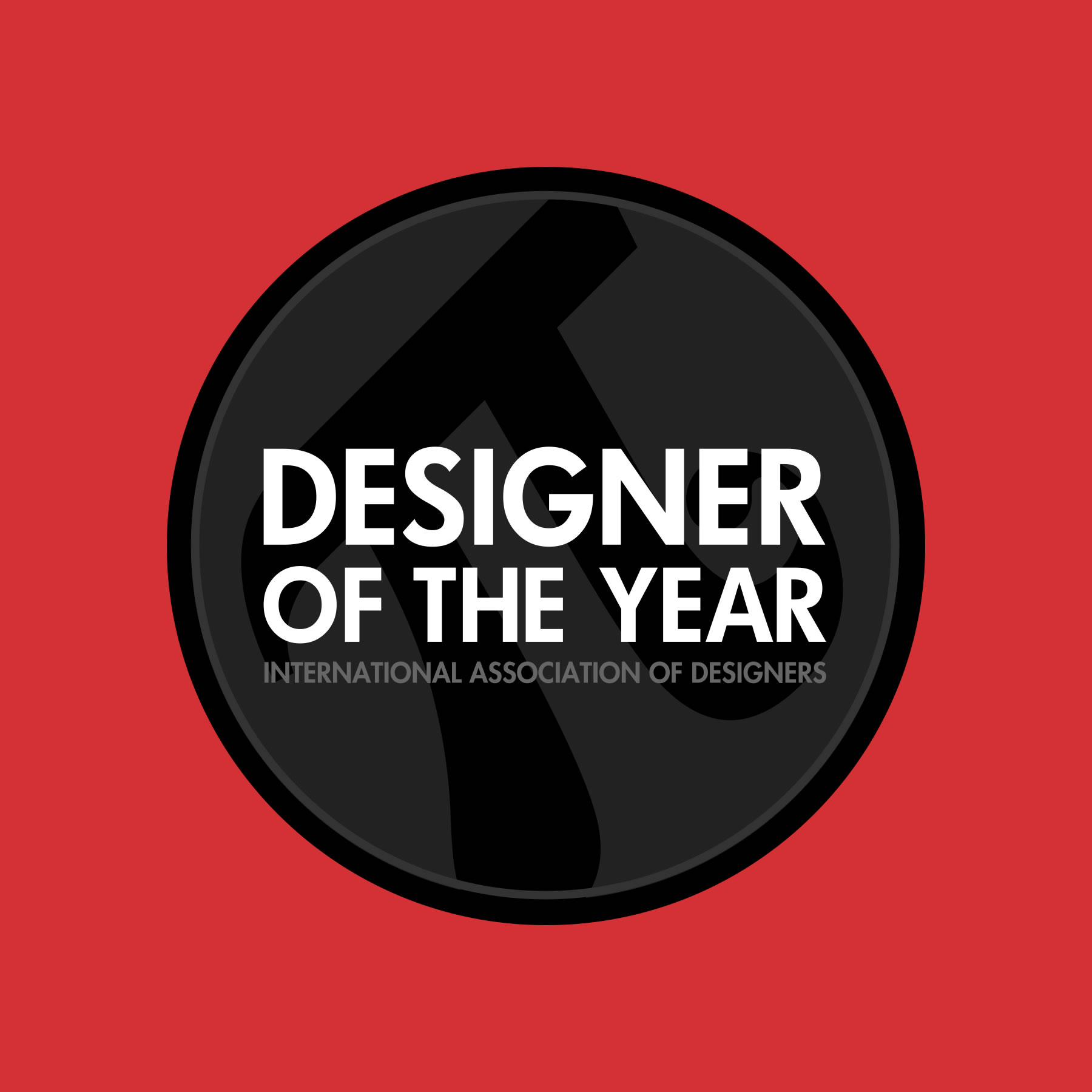 logo of the Designer of the Year award on red background