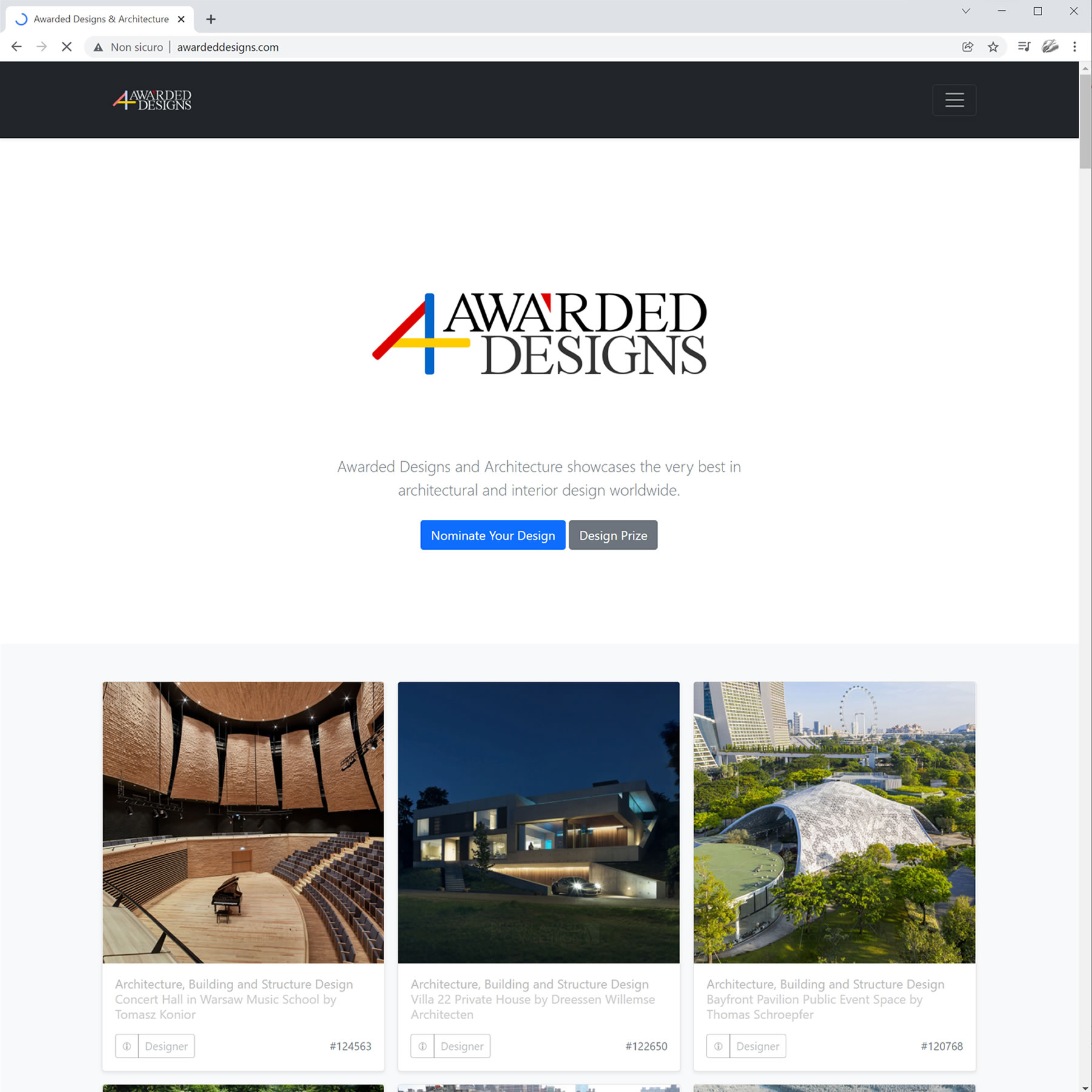 website to check awarded designs