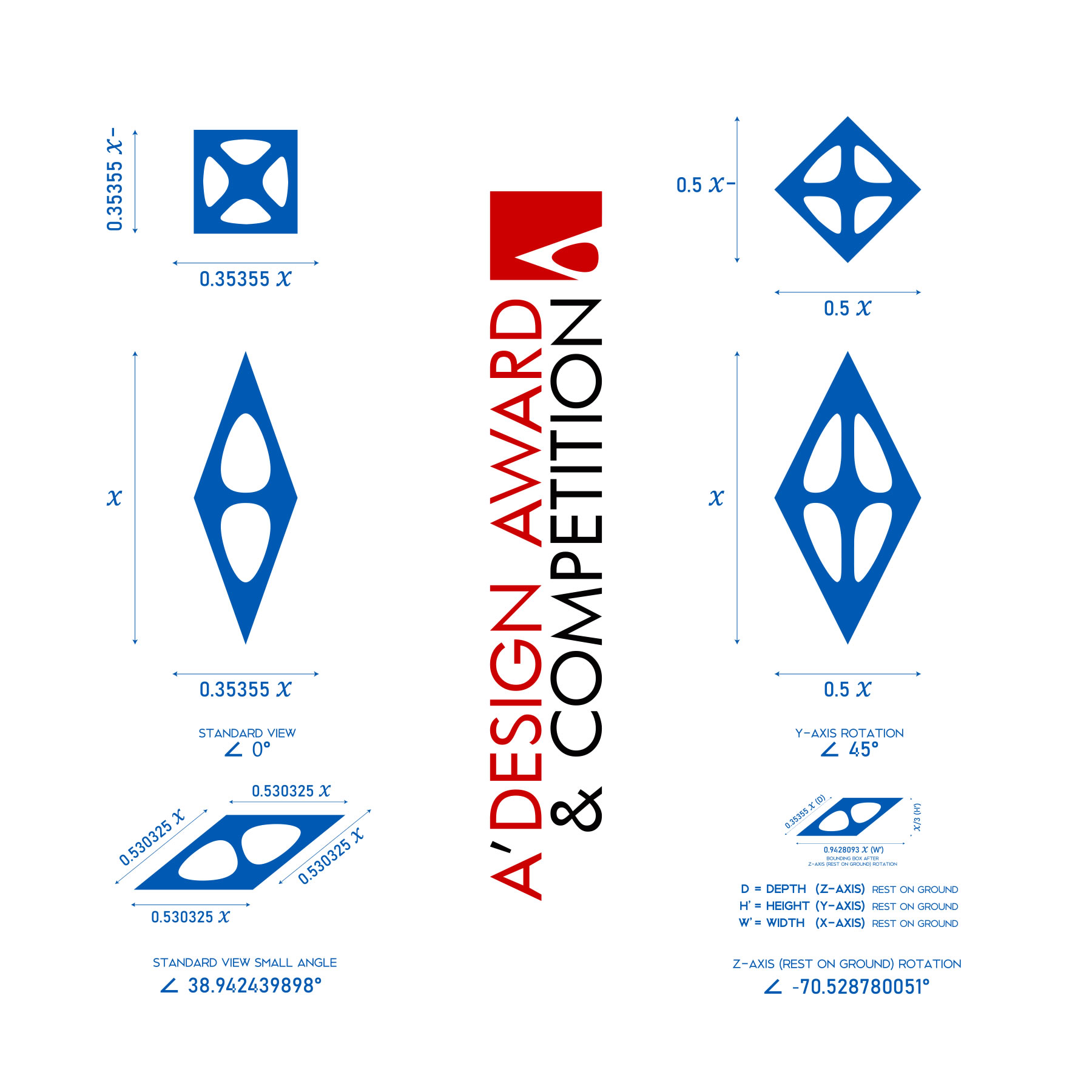 technical drawings of a trophy