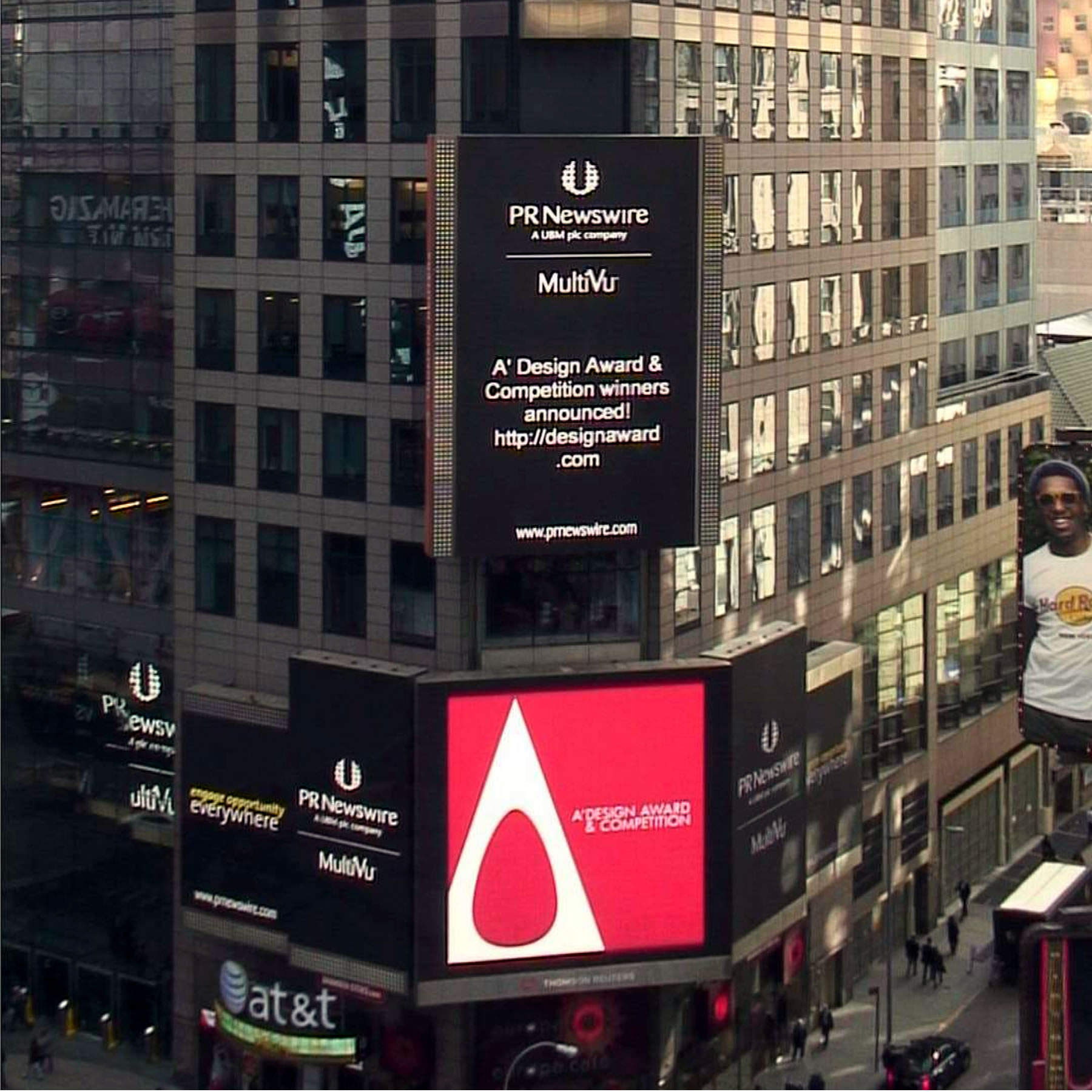 design award lgoo in New York Times Square
