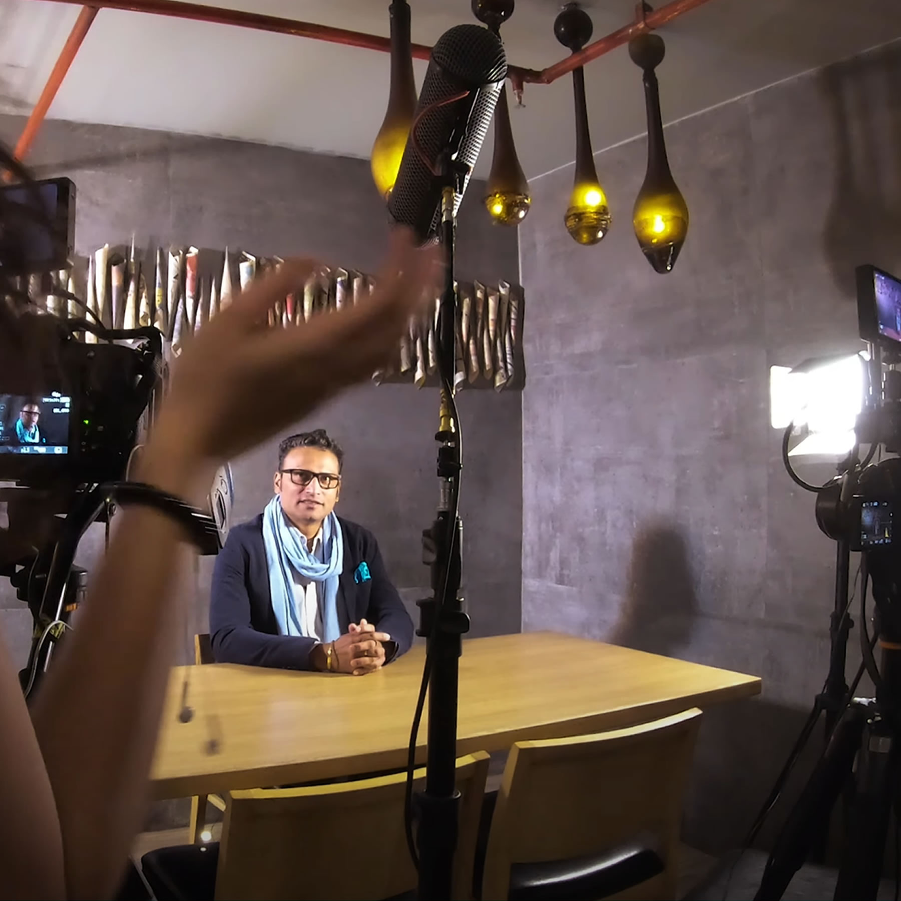 snapshot from a recording video interview with a designer