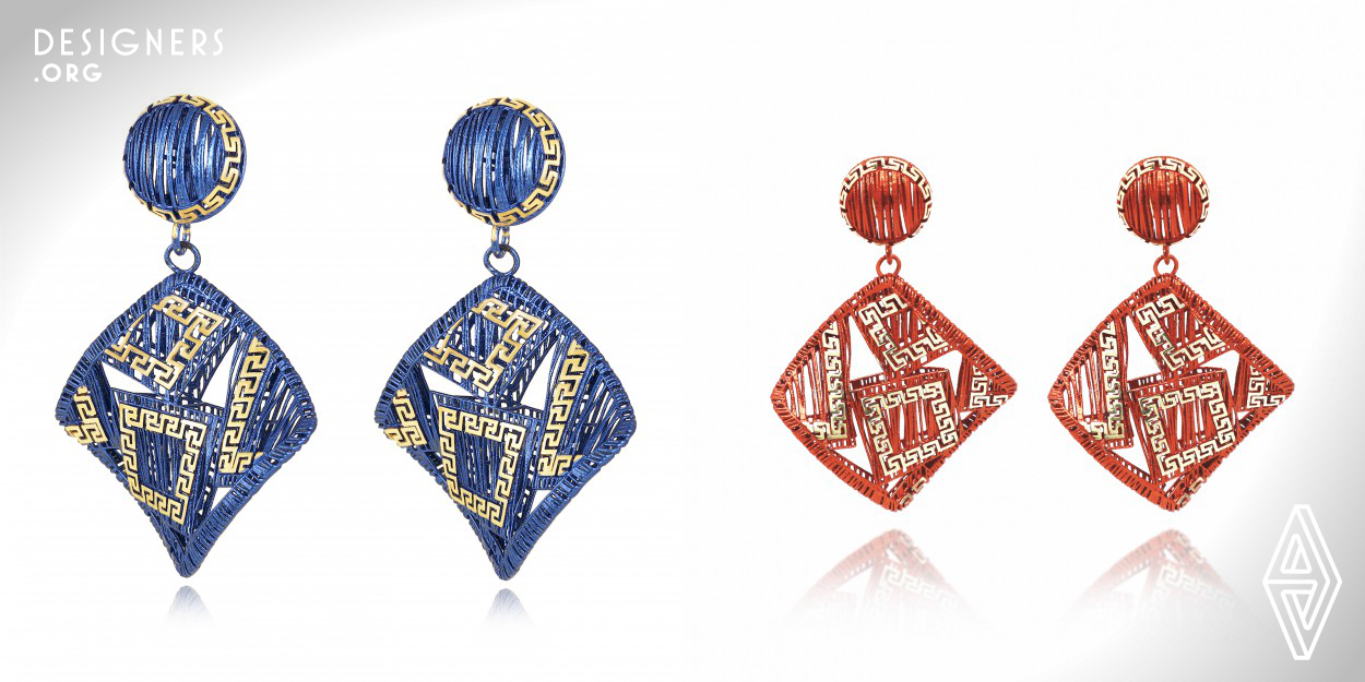 Elaine Shiu utilizes 3D-printed technology to mimic the concept of the walls of the Forbidden City with a simple and modern Chinese knot. The golden pattern carries ancient meanings, and together with a contrasting vivid blue background, it culminates into a trendy product that represents both the ancient and modern China.