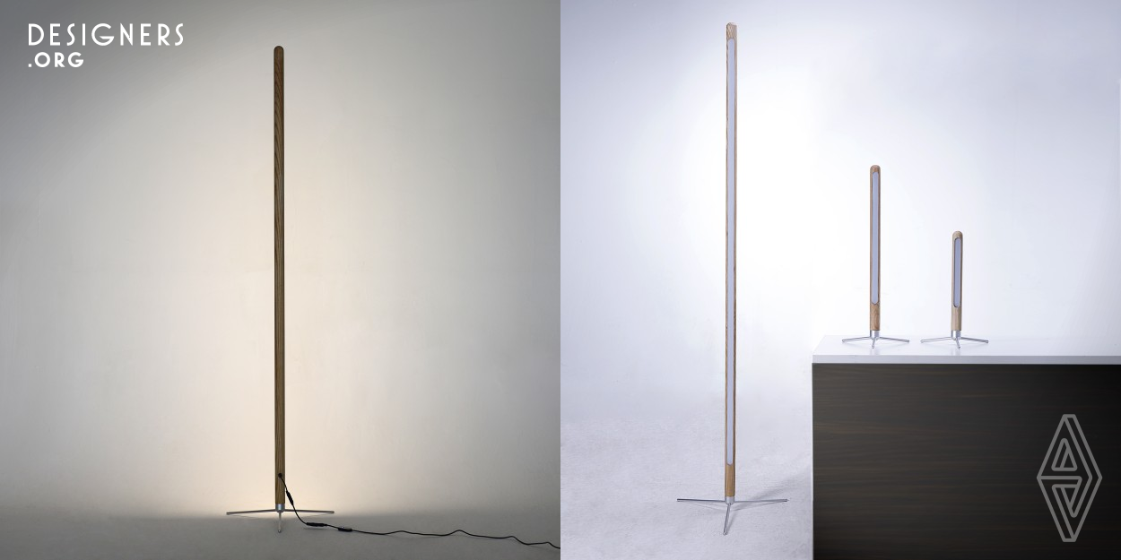 Ten centimeter lamp is a series of household lamps, designed for indirect and protective lighting of TV walls, computer workstations, and corners of living rooms. This lamp has three specifications, suitable for various scenes. Its structure is a fully detachable three-legged vertical design with a small footprint. The lamp body can rotate 360 degrees horizontally to emit light. The standard controller of the product is a wireless 2.4G remote control module, which has long-distance dimming. The material in these products is natural wood, which retains the natural texture and delicate touch.