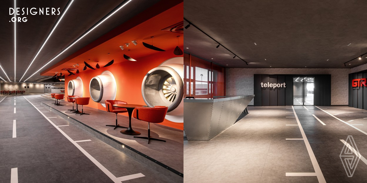 The co-working space for GTR and Teleport is located at an old airport terminal. ELTO designer fulfills the young generation's needs for a workspace that is interesting and imaginative, by creating an efficient environment that is productive and stress free. ELTO design team presents it well with the aviation spirit, with consideration to inspire people to find joy at work. The airplane turbines, the wings and the runway making every corner a memorable spot to reminisce the history of this venue as an old airport terminal. 