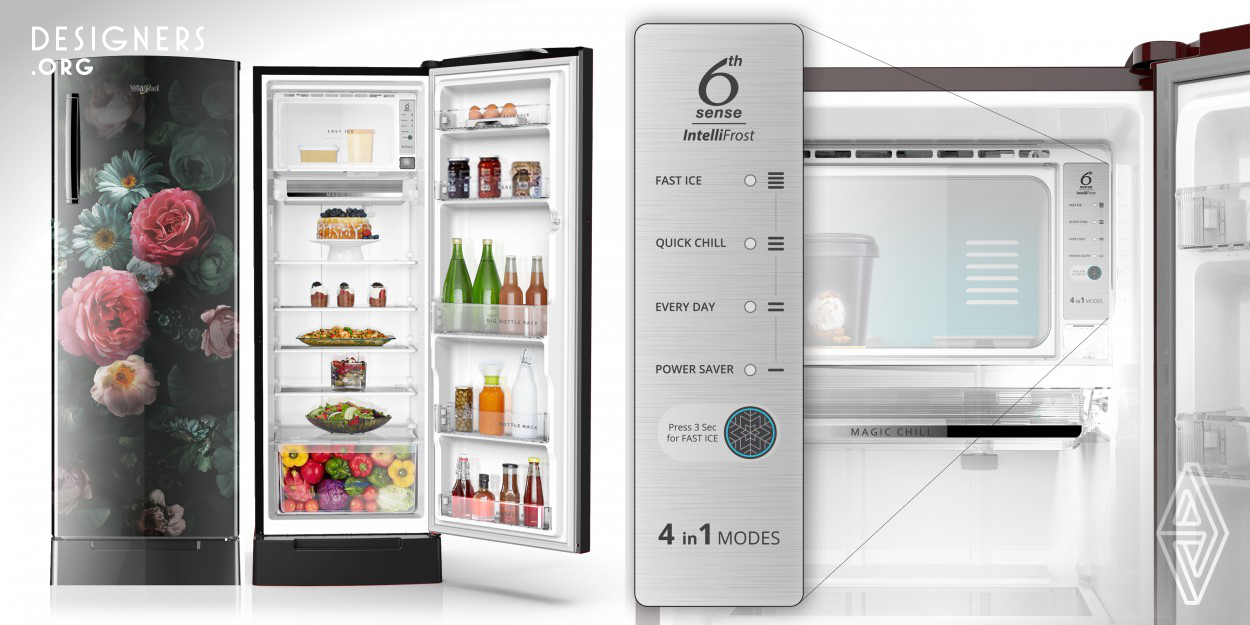 A pan-India consumer research suggested that periodic defrosting of freezers is currently a tedious affair. Usually with competitor products, the users need to be mindful of defrosting the freezer which they often forget. The IceMagic Pro is a blessing as it offers intelligent Auto-Defrost technology which senses frost formation, automatically regulates temperatures and defrosts periodically without any user intervention. The internal UI on the freezer door allows user to quickly choose between everyday modes unlike controlling manually with a rudimentary knob which competitions offer.