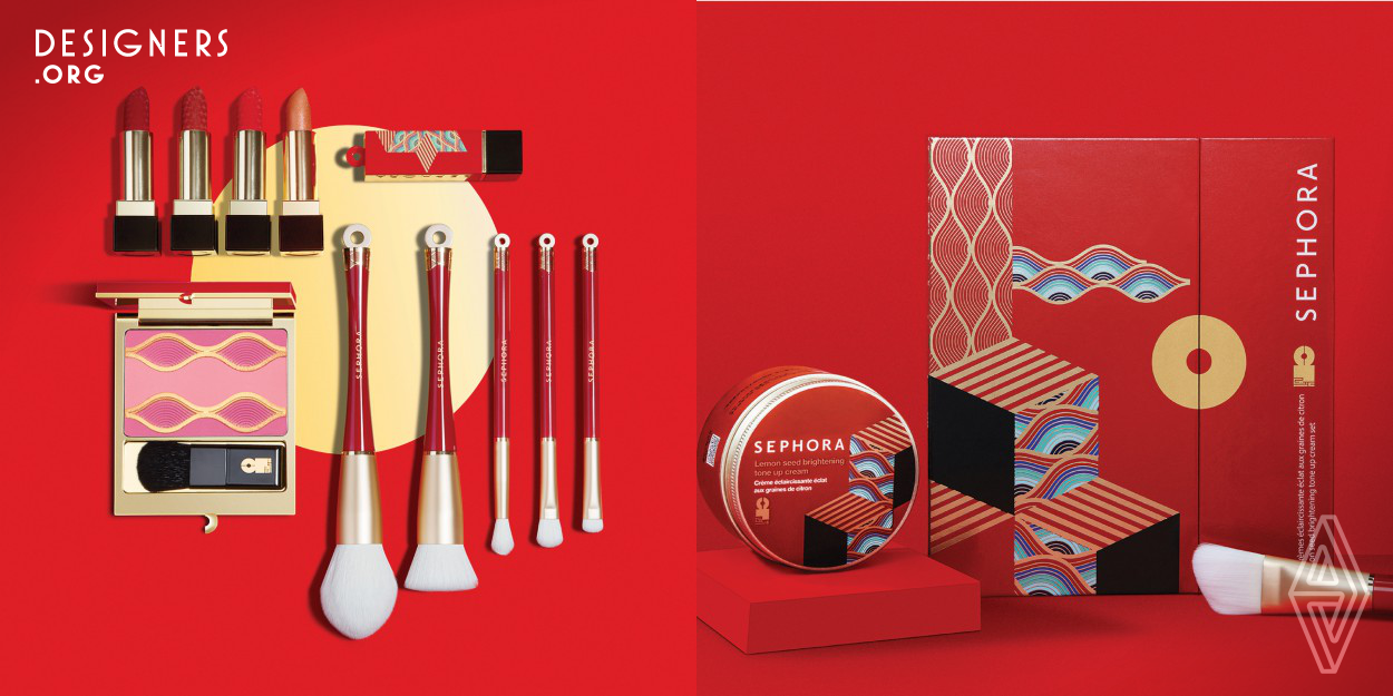 Paying tribute to traditional Chinese culture, a series of design elements like the sea and mountain pattern, lines & cubes are integrated to create this new-classic masterpiece merging Chinese and Western culture. The red color acts like a cultural vector linking the past and the present. As a result, this bright and eye-catching packaging easily stands out.