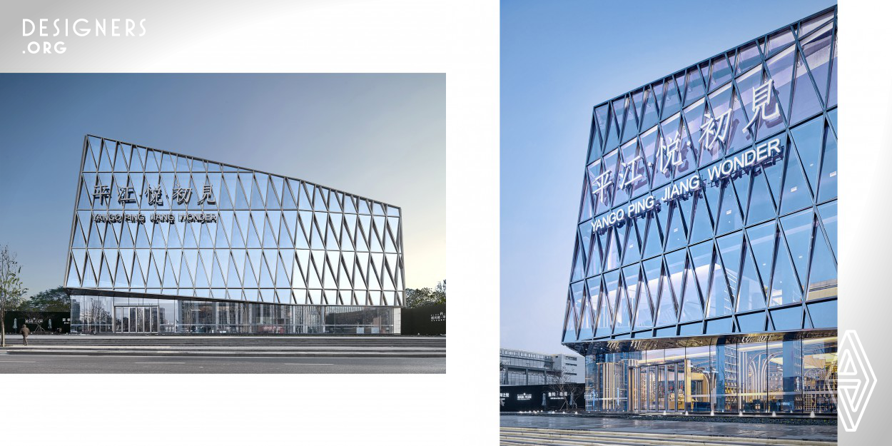 As the first building amid the city complex turned from old town to the city gateway, the bookstore was expected to merge into the different development stages naturally. Explorations based on Negation Logic oriented the design to a delicately-cut crystal. Being divided horizontally into 2 parts, the upper part of the building was faceted and battered the sliced facades by a vertical angle of 4-6 degrees towards the sky, as a new town pioneer, while the transparent lower part was fit into the human scale for better integration into the culturally unique streets. 